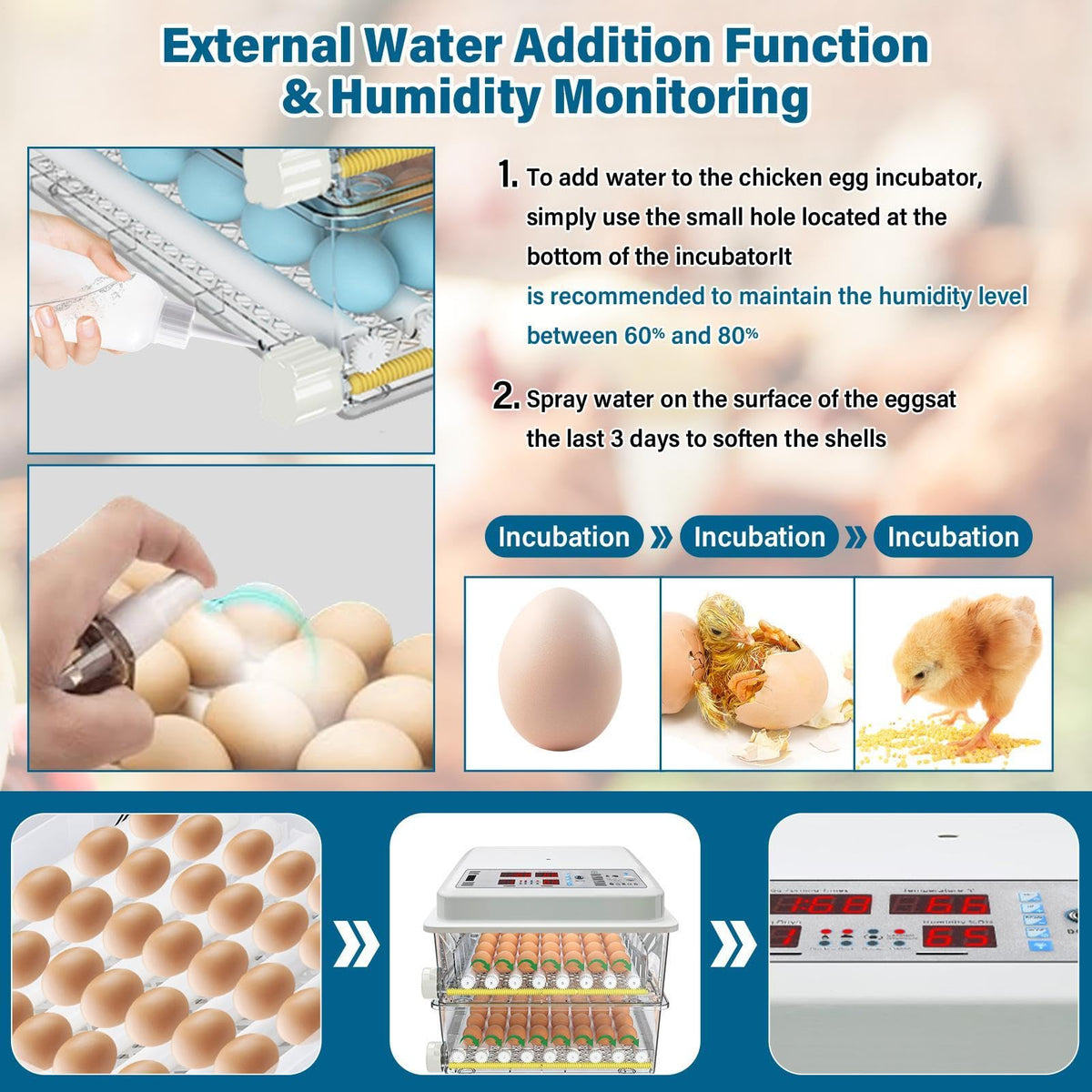 New 216 Egg incubators for Hatching Eggs with Automatic Turning