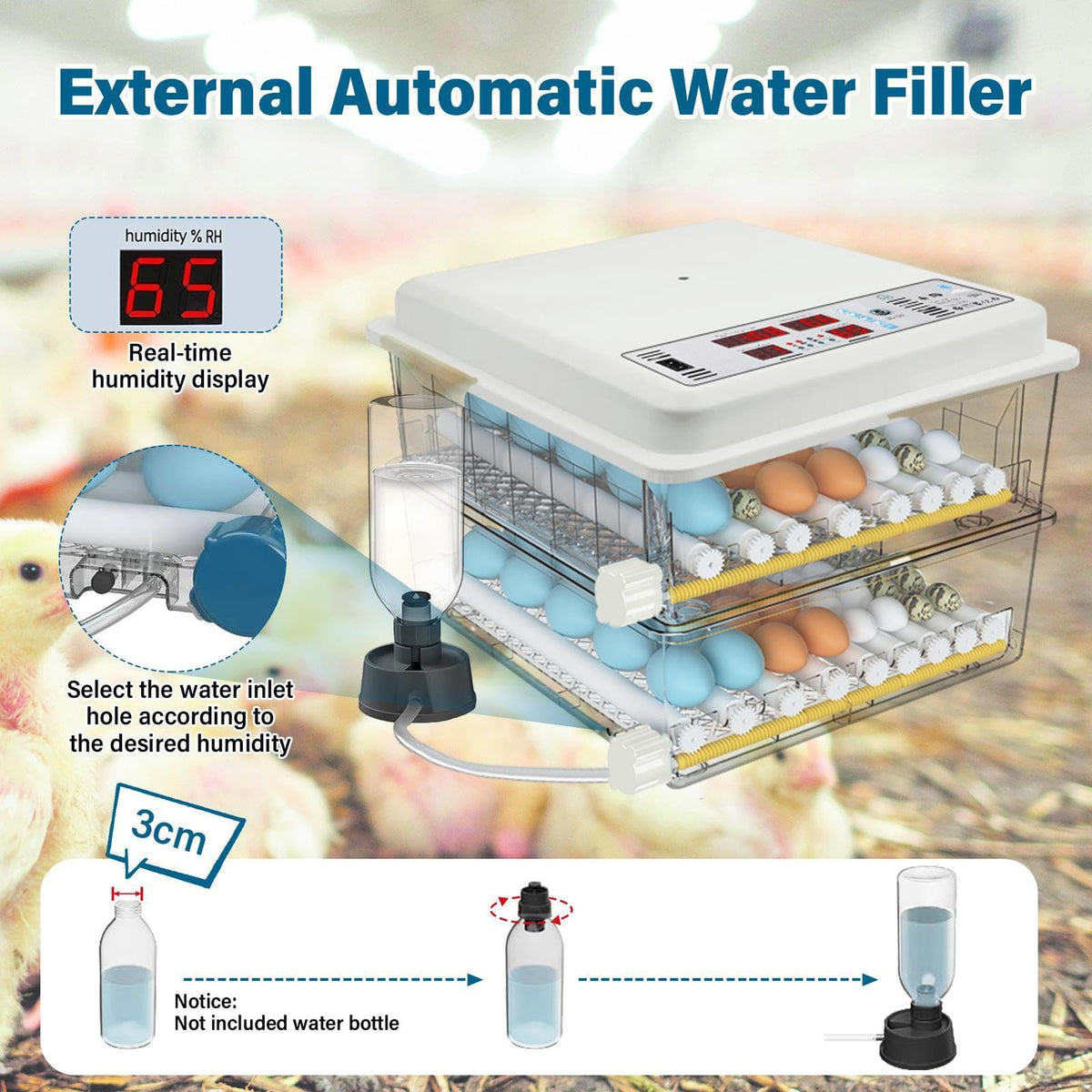 New 216 Egg incubators for Hatching Eggs with Automatic Turning