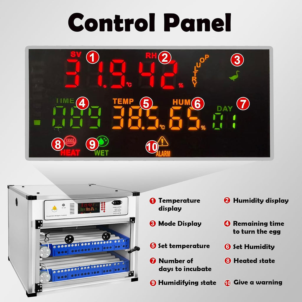 Eggs Incubator ï¼136 Eggs Automatic Incubator for Hatching Eggs, with Automatic Egg Turning and Temperature Humidity Control, Poultry Hatching Incubator for Chicken Quail Bird Duck Goose