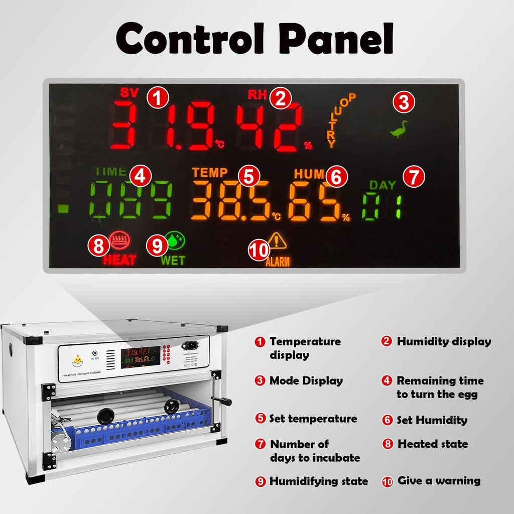 Eggs Incubator ï¼136 Eggs Automatic Incubator for Hatching Eggs, with Automatic Egg Turning and Temperature Humidity Control, Poultry Hatching Incubator for Chicken Quail Bird Duck Goose
