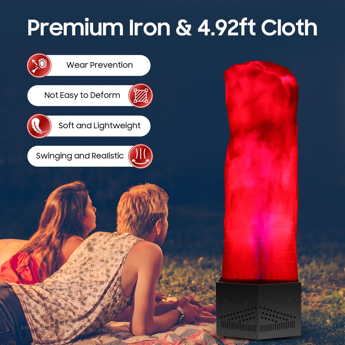 Flame Light 4.9ft Fake Fire Flame,Fake LED Campfire, Realistic Fake Fire Flame, Artificial Fake Fire Flames LED Beads, Atmosphere Effect Simulated Campfire Light (Roundness)
