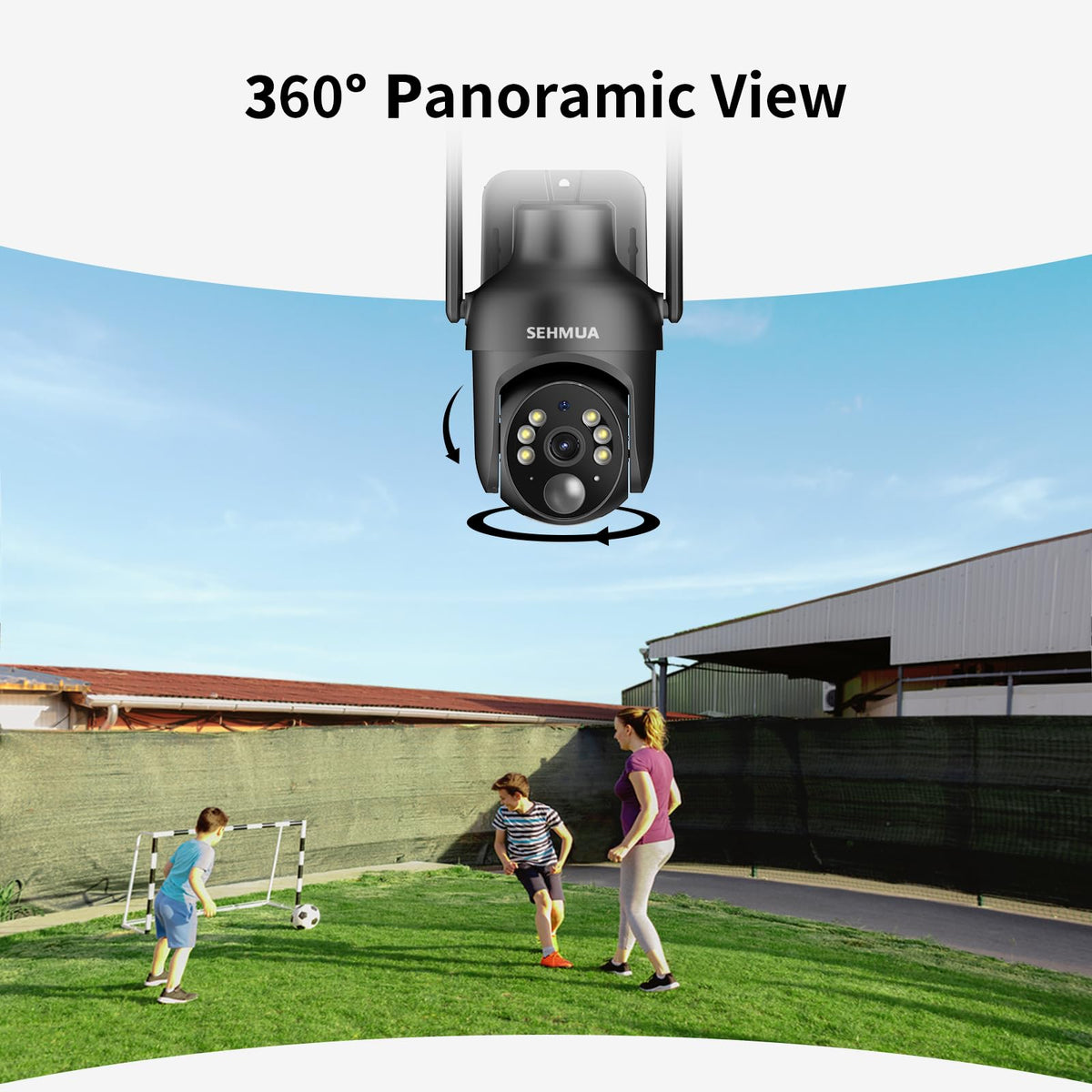 SEHMUA 2K Solar Security Cameras Wireless Outdoor, 2 Pack 360Â° View Pan/Tilt WiFi Security Camera Outside with Color Night Vision,Easy to Install, PIR Alarm, 2-Way Audio
