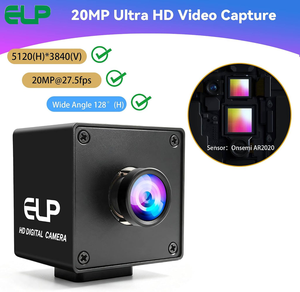 ELP 20MP Autofocus USB Security Camera, High Speed USB3.0 Wide Angle Webcam