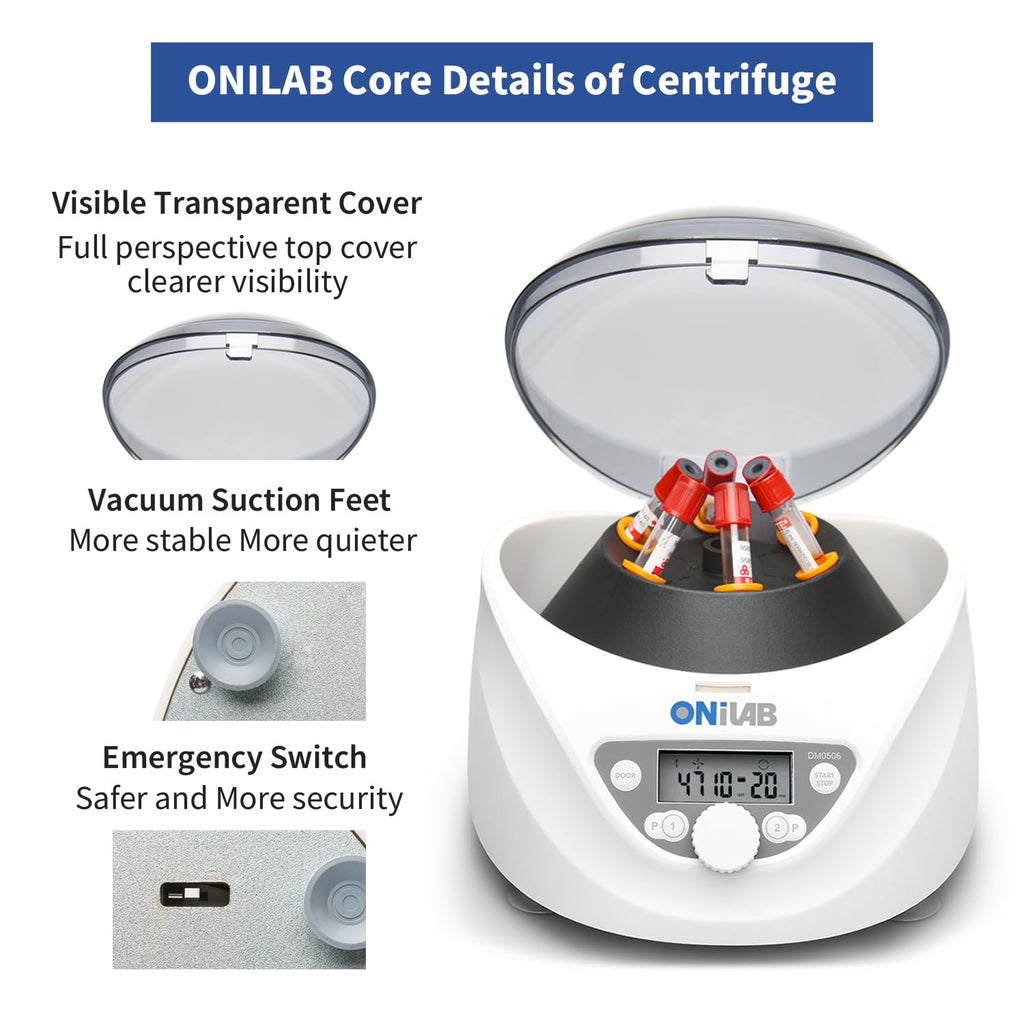 ONiLAB PRP Centrifuge, 8X15ml/10ml/7ml/1.5-5ml, 300-4000RPM, Max 1860Ãg