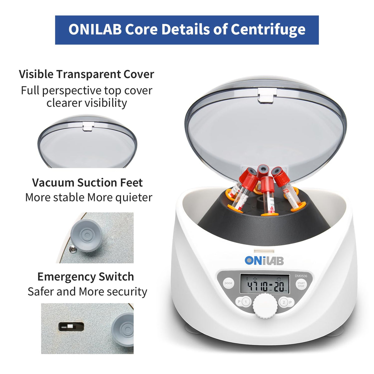 ONiLAB PRP Centrifuge, 8X15ml/10ml/7ml/1.5-5ml, 300-4000RPM, Max 1860Ãg