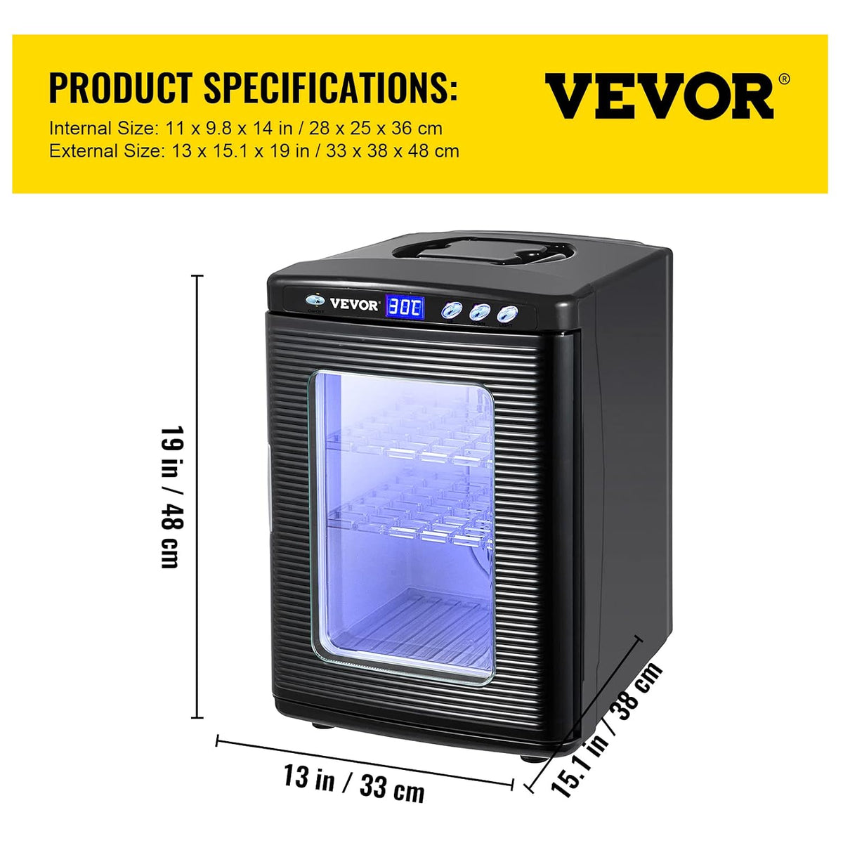 Happybuy Black Reptile Incubator 25L Digital Incubator for Small Reptiles with Cooling and Heating 5-42C