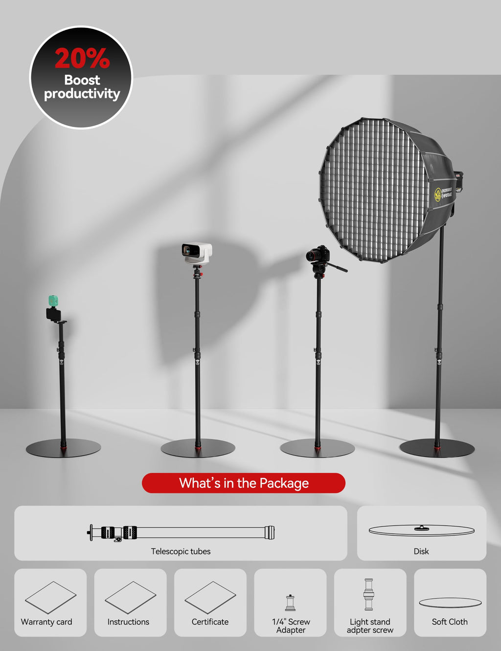 IFOOTAGE RB-A400 Round Base Light Stand Monopod 79" 2 Pack