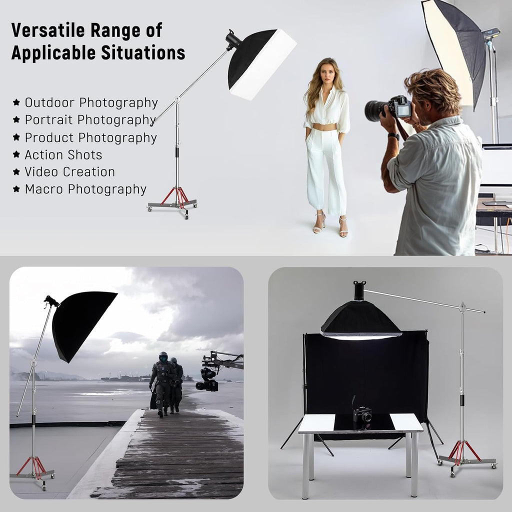 LOMTAP C Stand with Boom Arm, Heavy Duty Light Stand