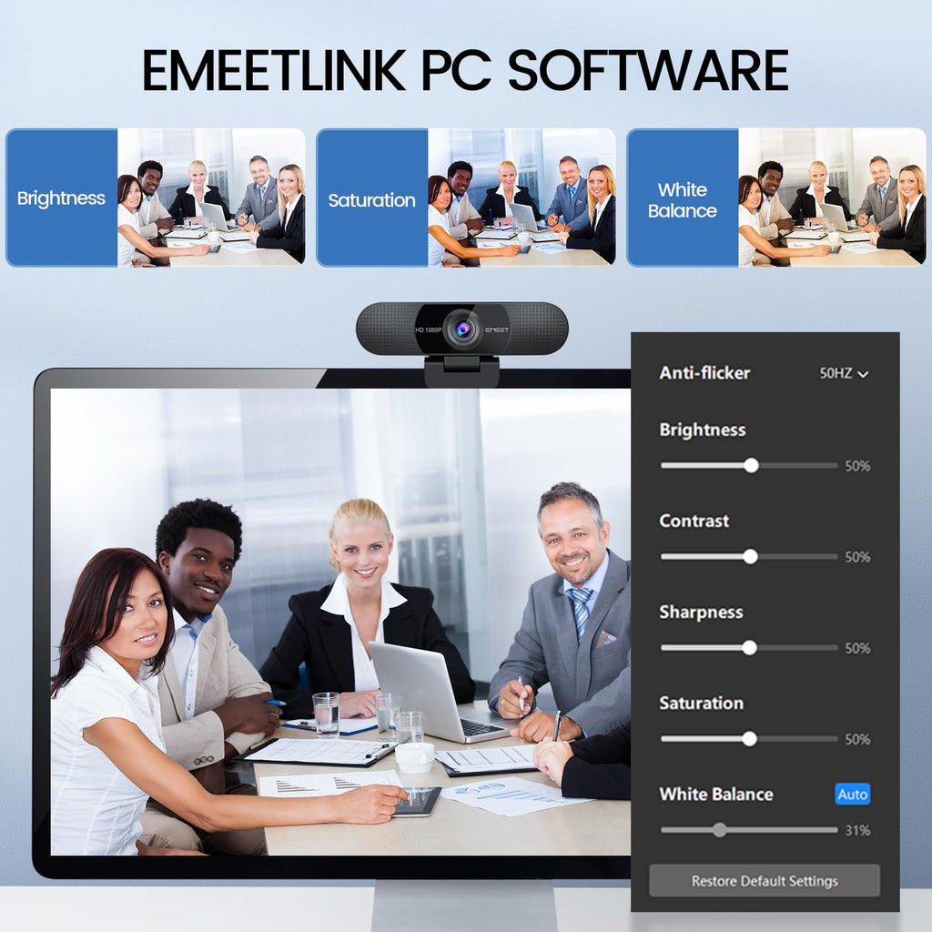 EMEET C960 Ultra 4K Webcam for Mac & PC, 1/1.5" Large Sensor, Metal Body