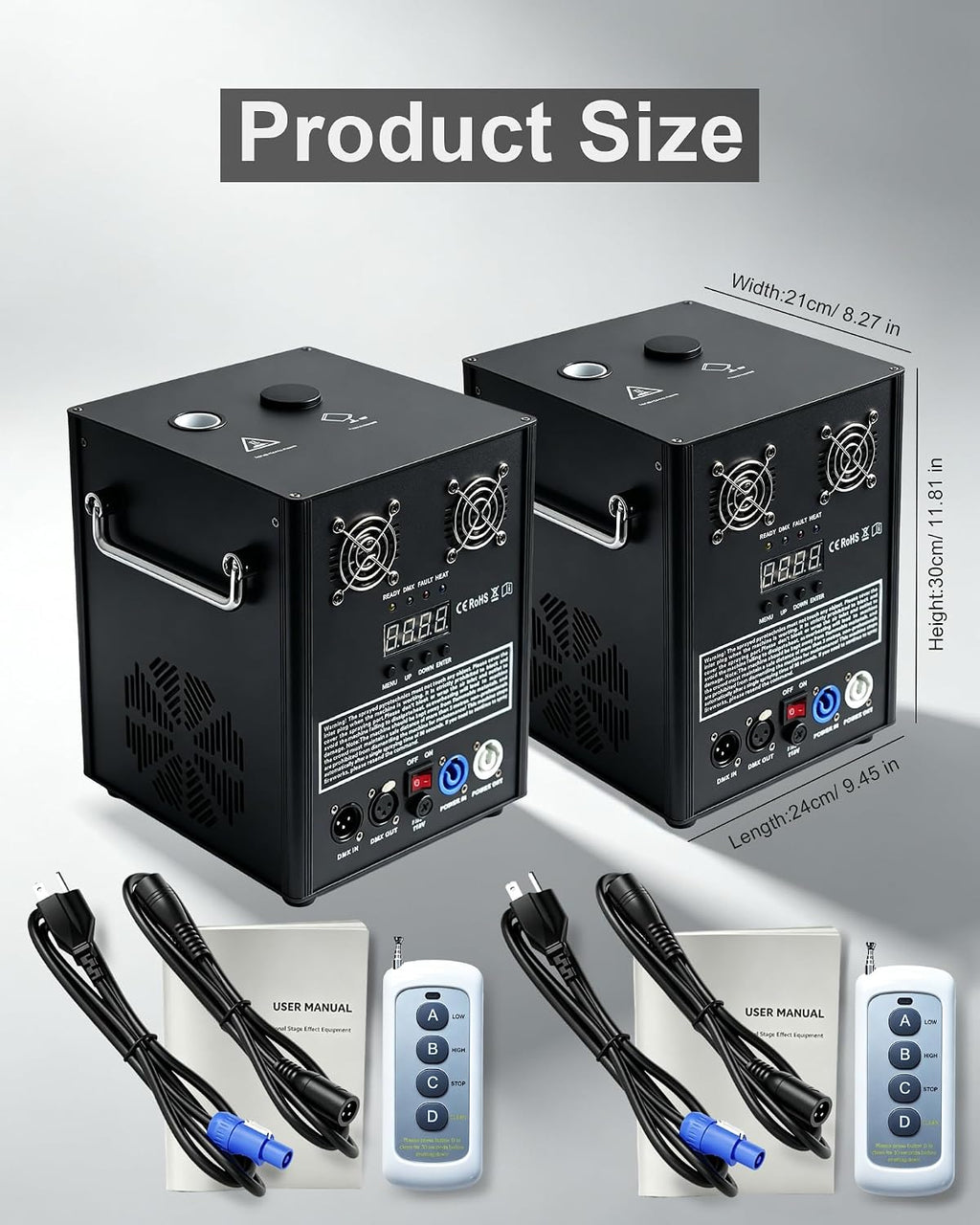 2Pack 750W 8.2-16ft Height Wedding Event Electronic Dual-motor Stage Light Machine with Case DMX Remote Control Stage Equipment System for Wedding, Party, Shows, Events(Not Include Material)