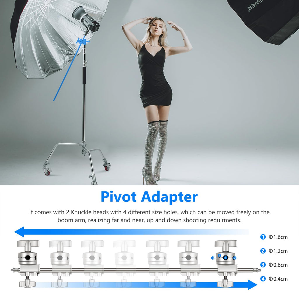 Neewer 10 Feet/3 Meters Adjustable C-Stand Light Stand with 4 Feet/1.2 Meters Extension Boom Arm, 2 Pieces Grip Head and Carry Bag for Photography Studio Video Reflector, Umbrella, Monolight, etc