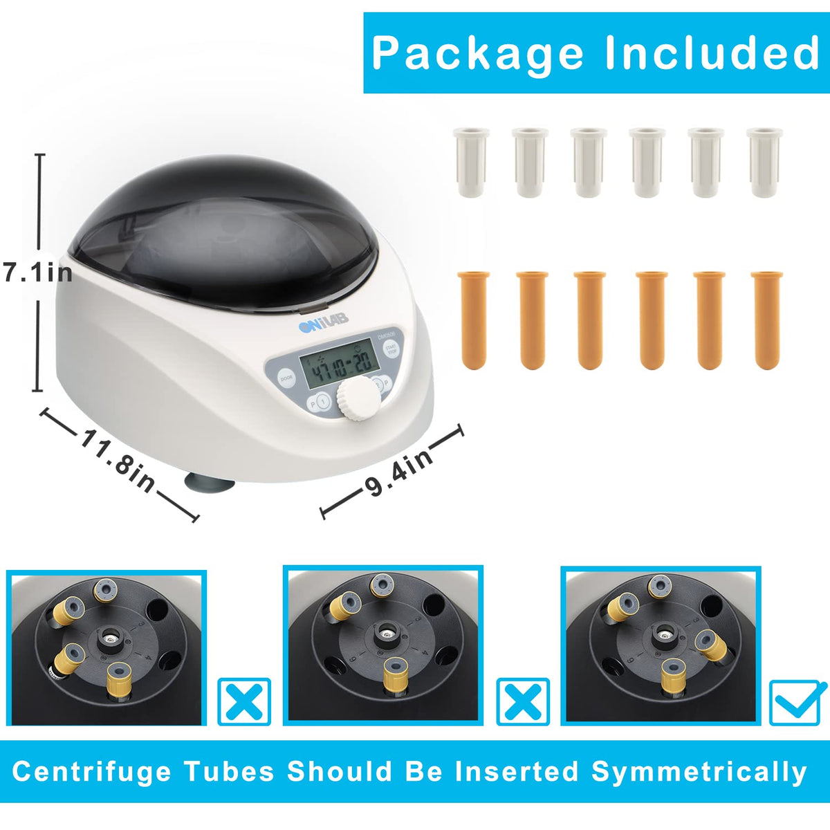 ONiLAB Benchtop Centrifuge, 6X50ml, 300-4000RPM, Max 1800Ãg
