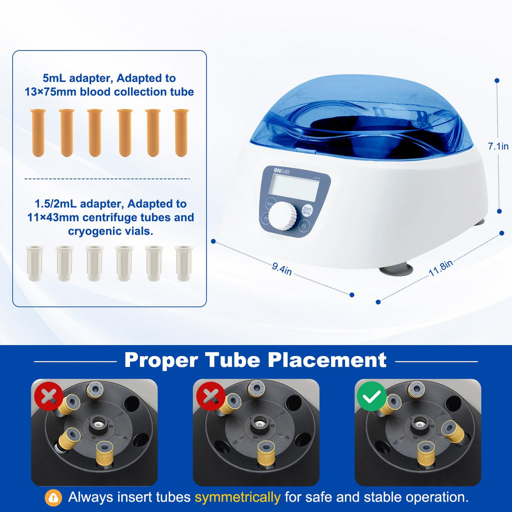 ONiLAB PRP Centrifuge, 300-5000RPM, 2600Ãg LCD Lab Centrifuge