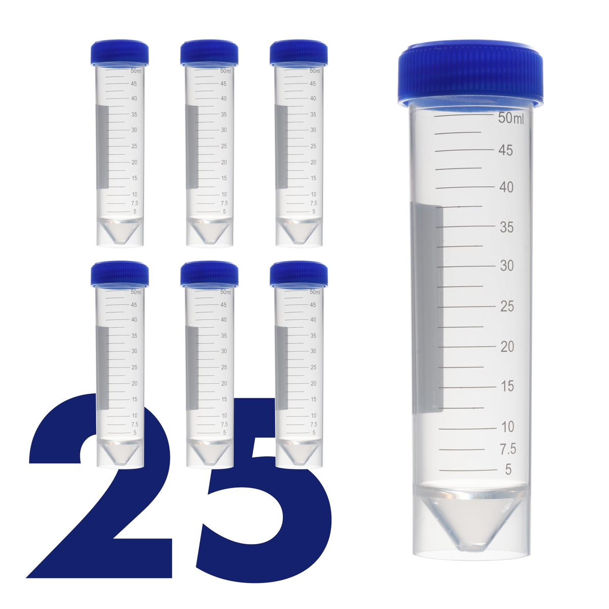 Kashi Scientific 50mL Self Standing Centrifuge Tubes with Screw Cap Lid, Lab Grade Polypropylene Plastic, Skirted, Printed Graduation, Write-on Spot [50mL Self-Standing, 500]