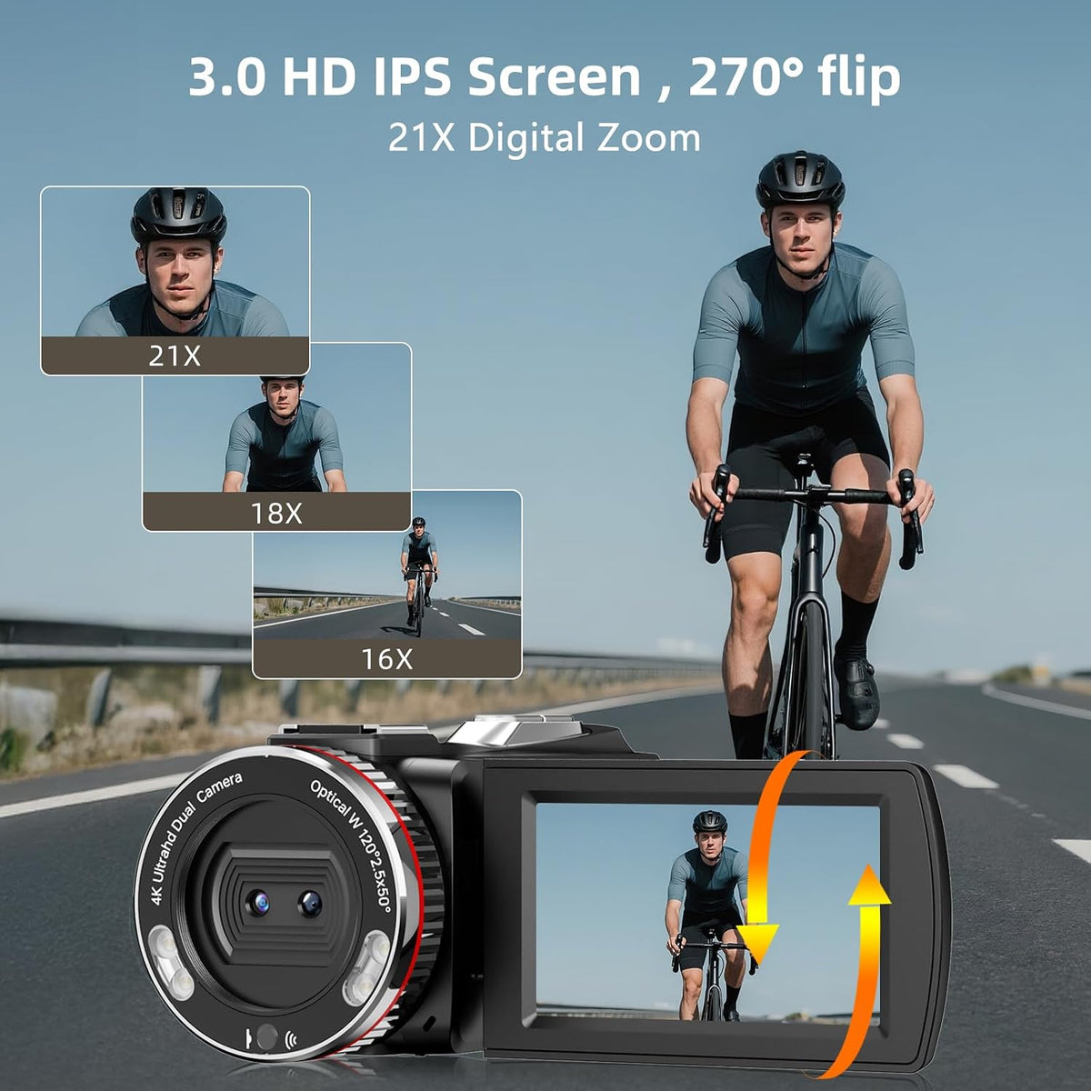 4K Wedding Camcorder, 64MP UHD Vlogging Camera with Wireless Lavalier Microphone, 120Â° Wide Angle 18X Digital Zoom, Remote, 64GB Card & 2 Batteries, for Family Wedding Memories