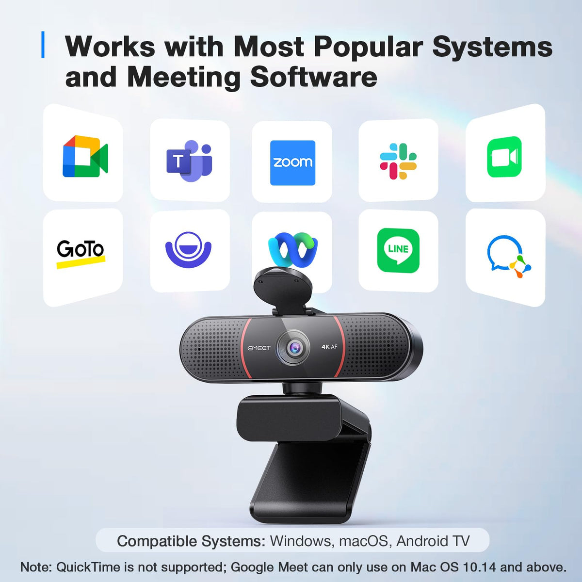 EMEET C960 Ultra 4K Webcam for Mac & PC, 1/1.5" Large Sensor, Metal Body
