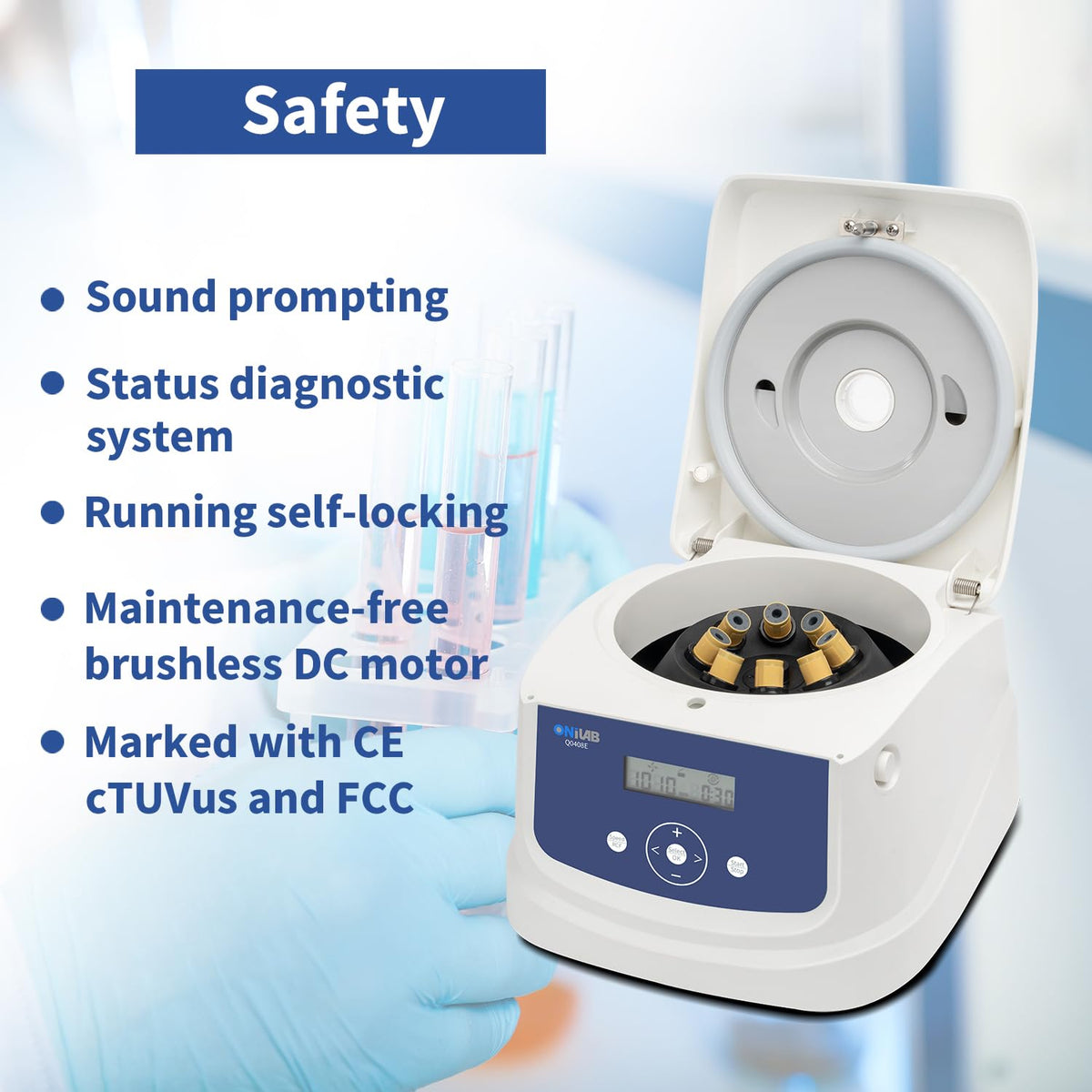 ONiLAB PRP Centrifuge, 8X15ml/10ml/7ml/1.5-5ml, 300-4000RPM, Max 1860Ãg