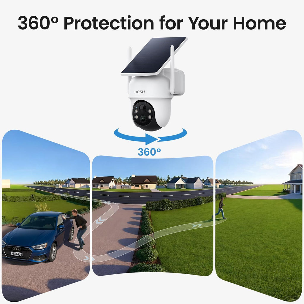 aosu D1 Classic 4-Cam Kit, Security Cameras Wireless Outdoor, Solar Powered
