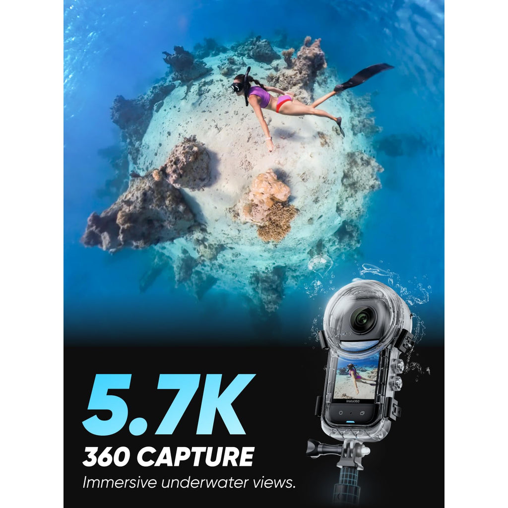 Insta360 X3, 360 Action Camera with 5.7K 360 Active HDR Video, 4K Single-Lens Camera, Waterproof, FlowState Stabilization, 2.29" Touchscreen, AI Editing, for Motorcycle, Wintersports and Vlogging