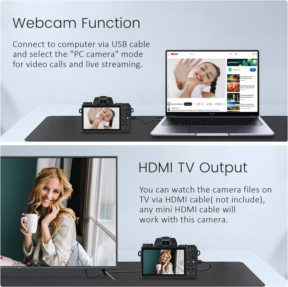 4K Digital Camera, 64MP WiFi Cameras for Photography with 4" Touchscreen