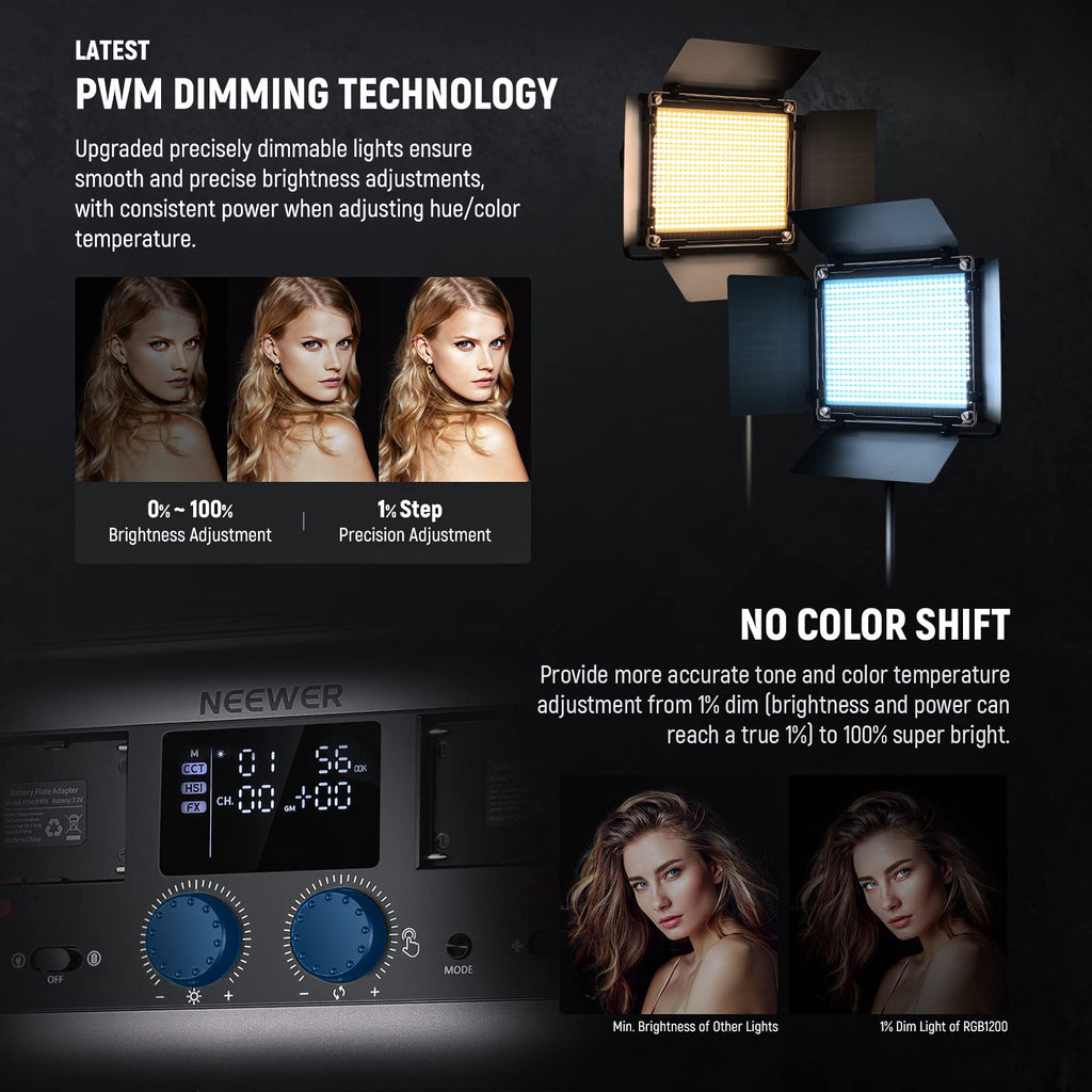 NEEWER 660 PRO RGB LED Video Light with App Control/Barn Door/U Bracket