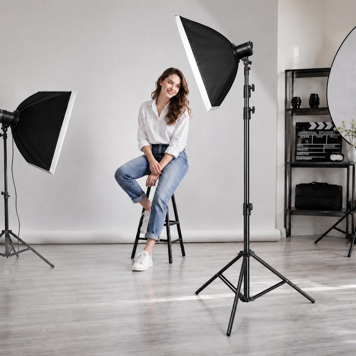 Aluminum Alloy Light Stand 9.5 Feet/2.8m Adjustable Spring Cushioned Photography Tripod for Photo Studio Speedlight Flashes, Ring Light, Photographic Equipments Thickening Flash Stand, 2 Pack