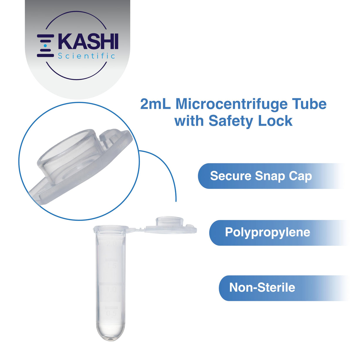 Kashi Scientific 50mL Self Standing Centrifuge Tubes with Screw Cap Lid, Lab Grade Polypropylene Plastic, Skirted, Printed Graduation, Write-on Spot [50mL Self-Standing, 500]