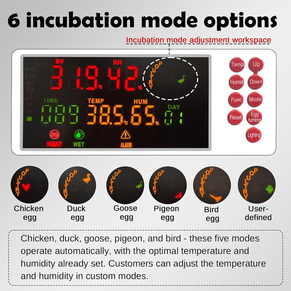 Eggs Incubator ï¼136 Eggs Automatic Incubator for Hatching Eggs, with Automatic Egg Turning and Temperature Humidity Control, Poultry Hatching Incubator for Chicken Quail Bird Duck Goose