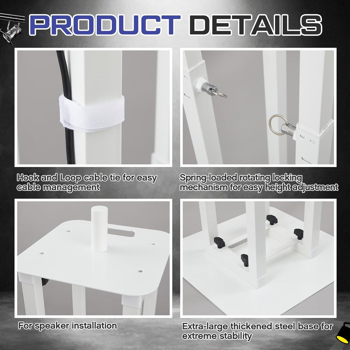 Cinnvoice 2 Set DJ Totem Light Stand Adjustable,3.3-5.8ft,White