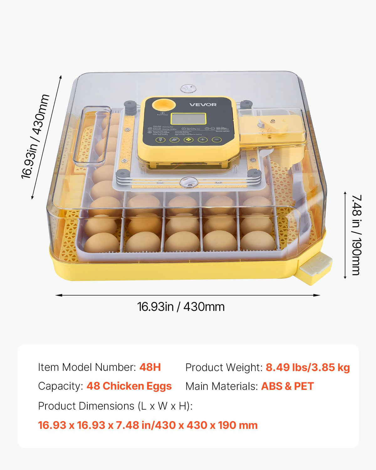 VEVOR 400 Egg Incubator, Poultry Incubator Cabinet with Automatic Eggs Turning, Temperature & Humidity Control, Heating & Cooling Egg Hatcher, Commercial Incubators for Hatching Chicks Ducks Goose