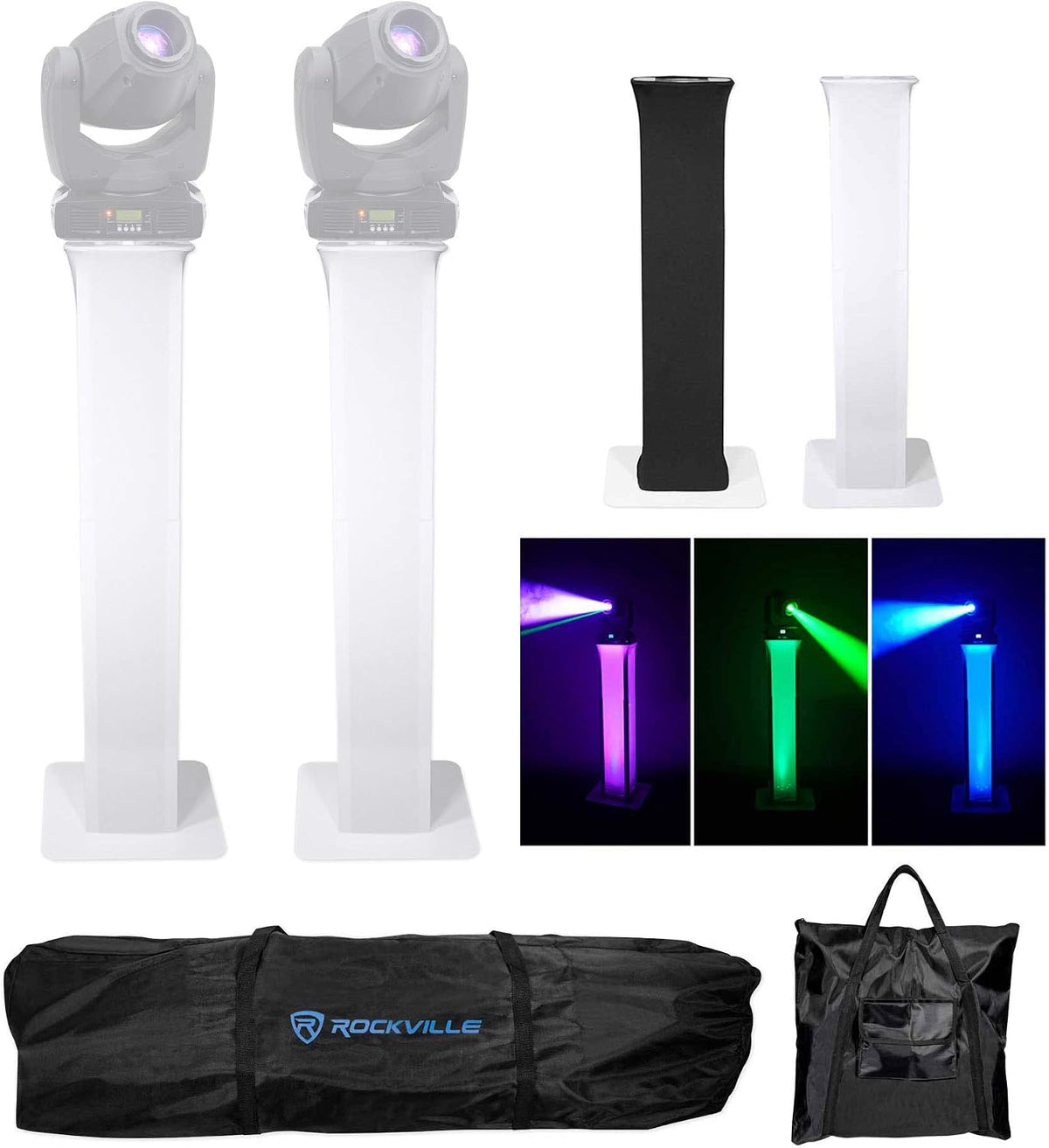 Rockville RTP32W White Totem Light Stand For Inno Spot Pro Lights, 2-Pack