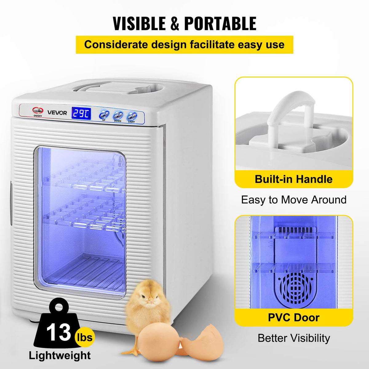 Happybuy Black Reptile Incubator 25L Digital Incubator for Small Reptiles with Cooling and Heating 5-42C