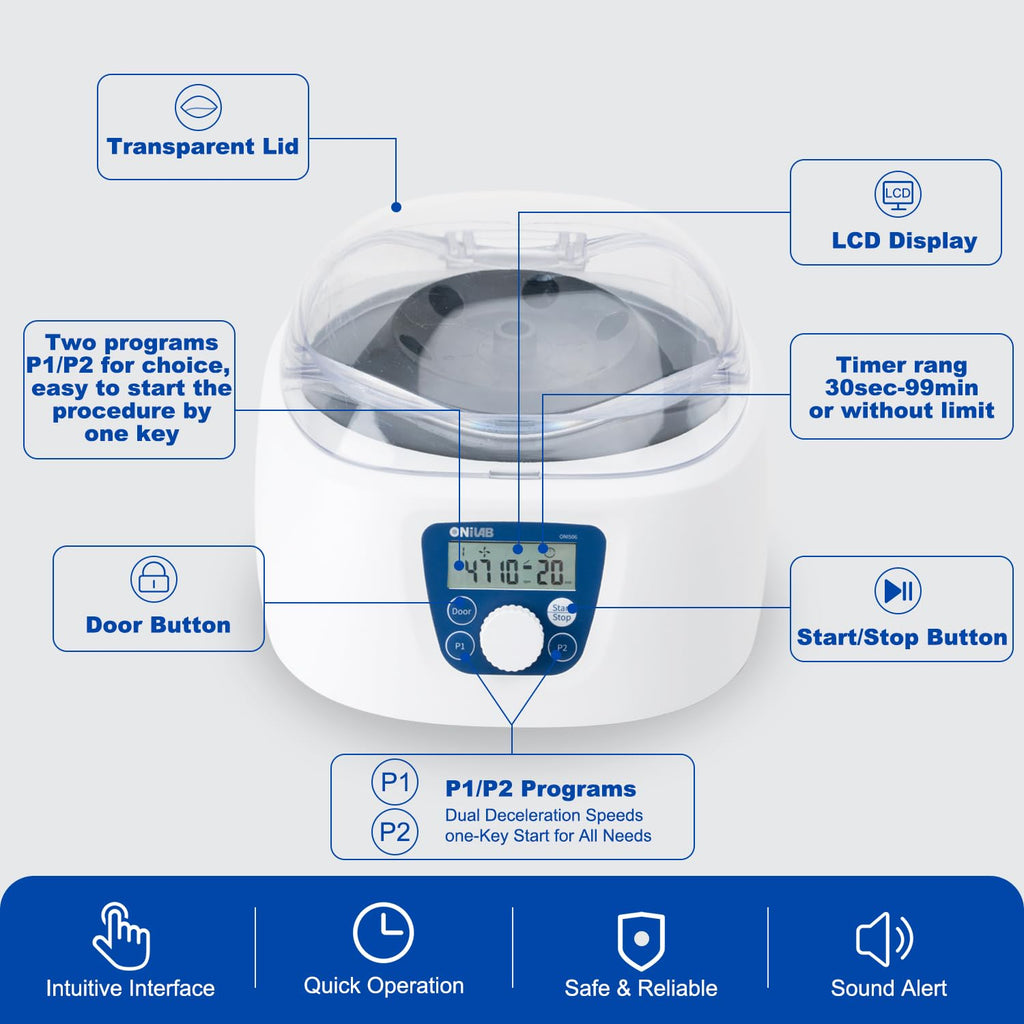 ONiLAB PRP Centrifuge, 300-5000RPM, 2600Ãg LCD Lab Centrifuge