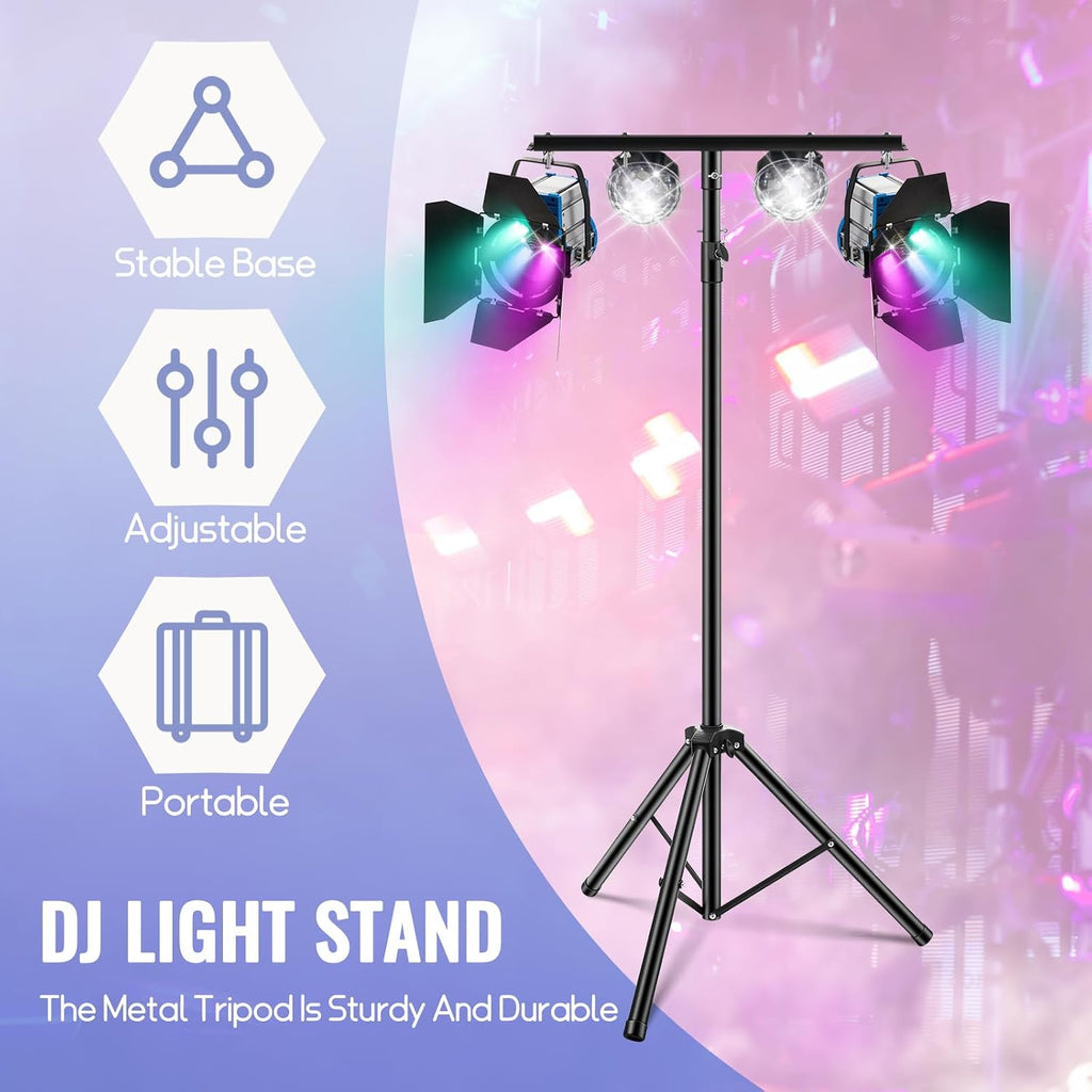 Juexica 2 Pcs DJ Light Stand Adjustable 35-63 Inch Heavy Duty Par Can Tripod T-bar Stage Light Stand Portable DJ Lighting Rack for Stage Bar Banquet Party