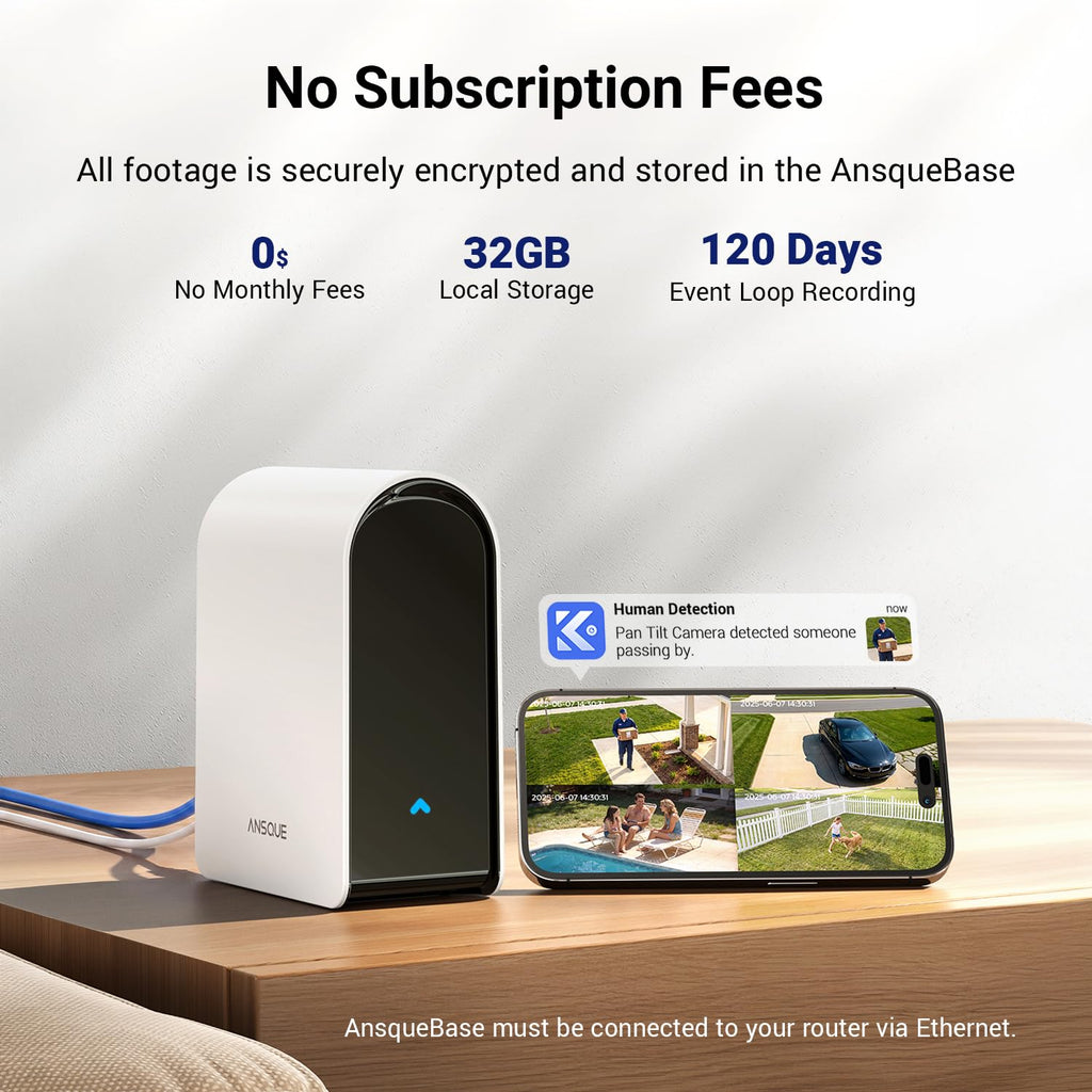 ANSQUE Home Security Cameras Wireless Outdoor, Solar Powered, 4-Cam System