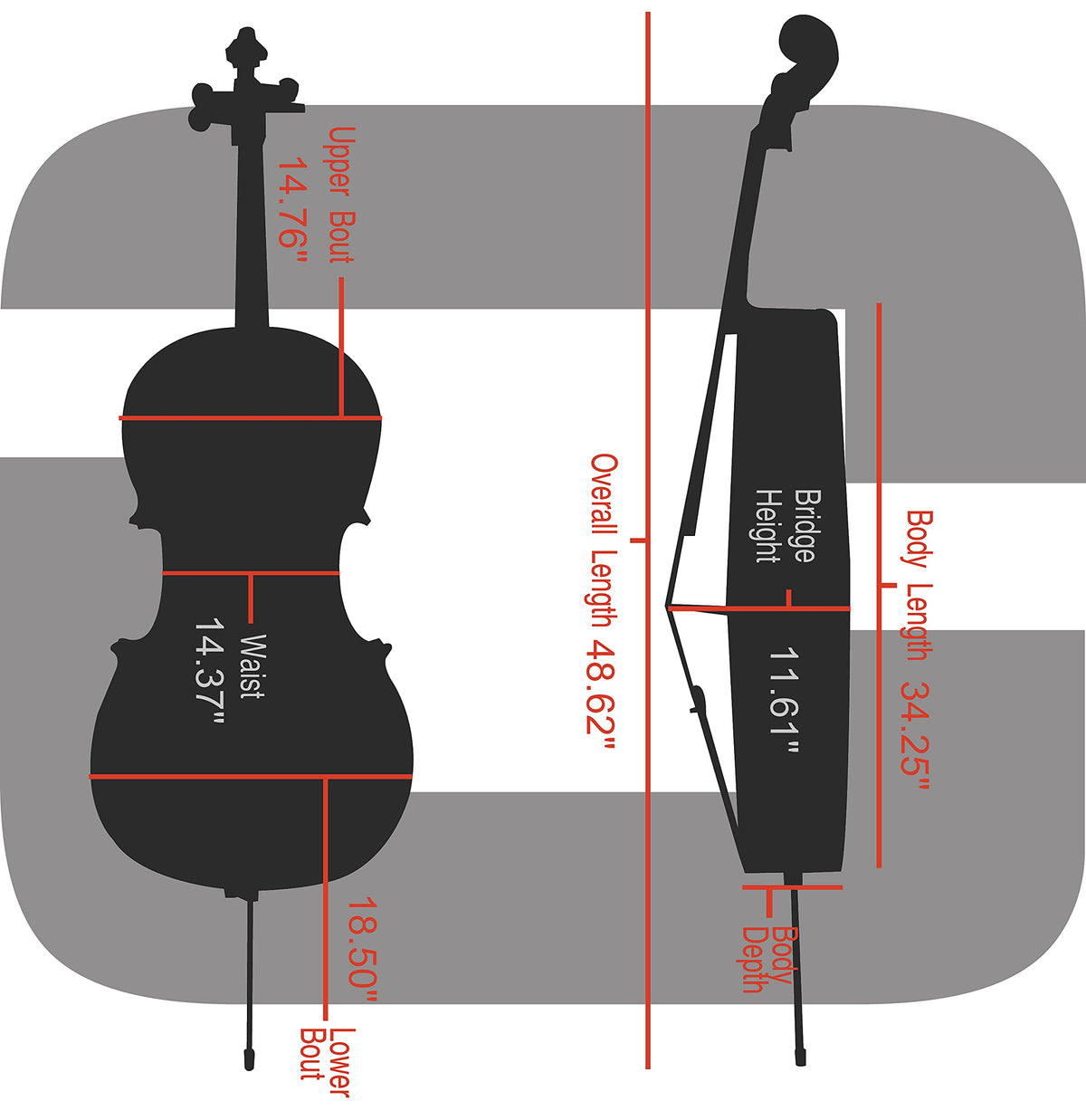 Crossrock ABS Cello Case for 4/4 & 3/4 Size | Wine Red Velvet Interior, Molded Hardshell with Wheels, Lock, Dual Bow Holders & Backpack Straps-Dark Red (CRA862CEFDR)