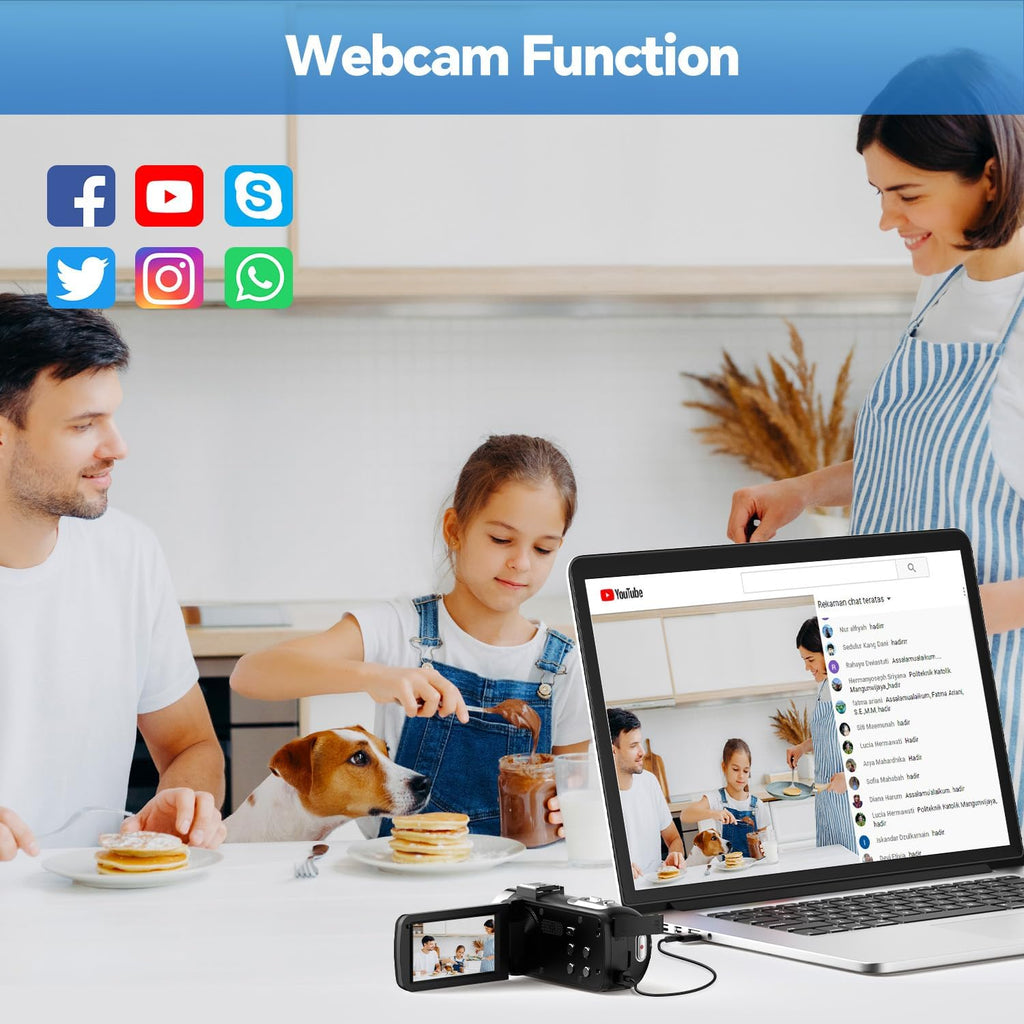4K Video Camera Camcorder, 42MP Vlogging Camera for YouTube with 32GB SD Card, 2 Batteries, 3" 270Â° Rotating Screen, 18X Digital Zoom, Remote Control, Webcam for Live Streaming