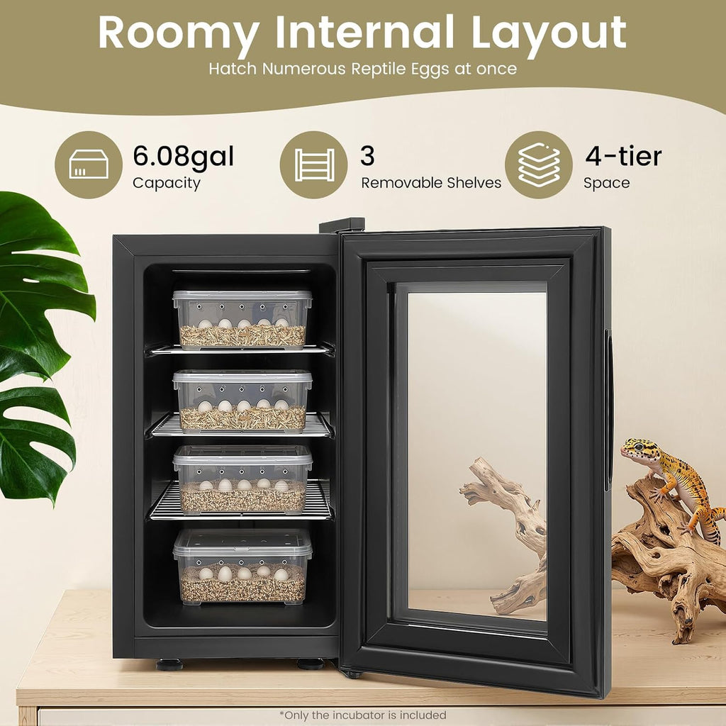 23L Reptile Incubator Cabinet Incubators for Hatching Eggs, Constant Temperature& Humidity Intelligent Reptile Egg Incubator with 10-40Â°C Cooling and Heating Temperature Control