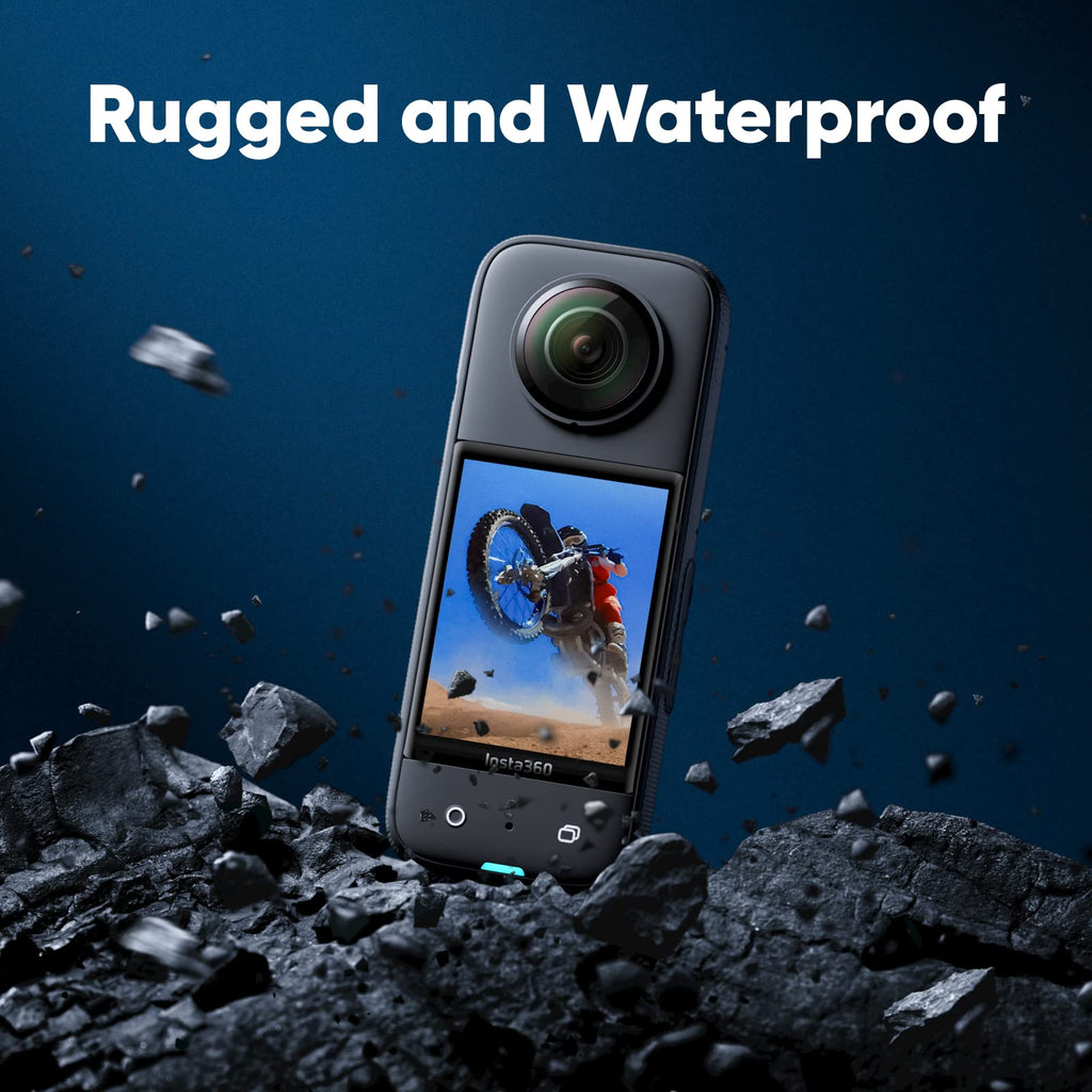 Insta360 X3, 360 Action Camera with 5.7K 360 Active HDR Video, 4K Single-Lens Camera, Waterproof, FlowState Stabilization, 2.29" Touchscreen, AI Editing, for Motorcycle, Wintersports and Vlogging