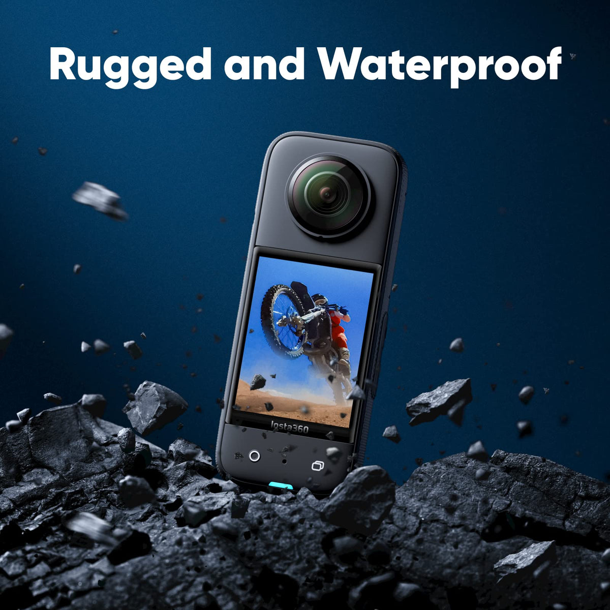 Insta360 X3, 360 Action Camera with 5.7K 360 Active HDR Video, 4K Single-Lens Camera, Waterproof, FlowState Stabilization, 2.29" Touchscreen, AI Editing, for Motorcycle, Wintersports and Vlogging