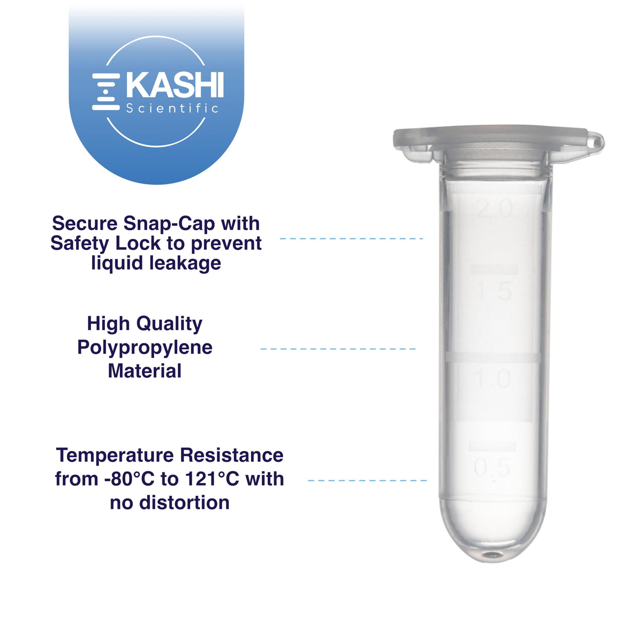 Kashi Scientific 50mL Self Standing Centrifuge Tubes with Screw Cap Lid, Lab Grade Polypropylene Plastic, Skirted, Printed Graduation, Write-on Spot [50mL Self-Standing, 500]