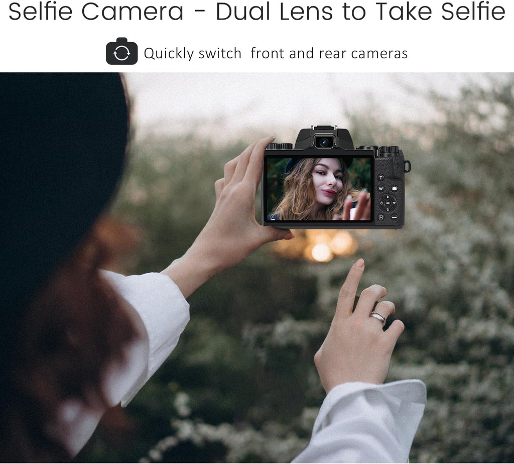 4K Digital Camera, 64MP WiFi Cameras for Photography with 4" Touchscreen