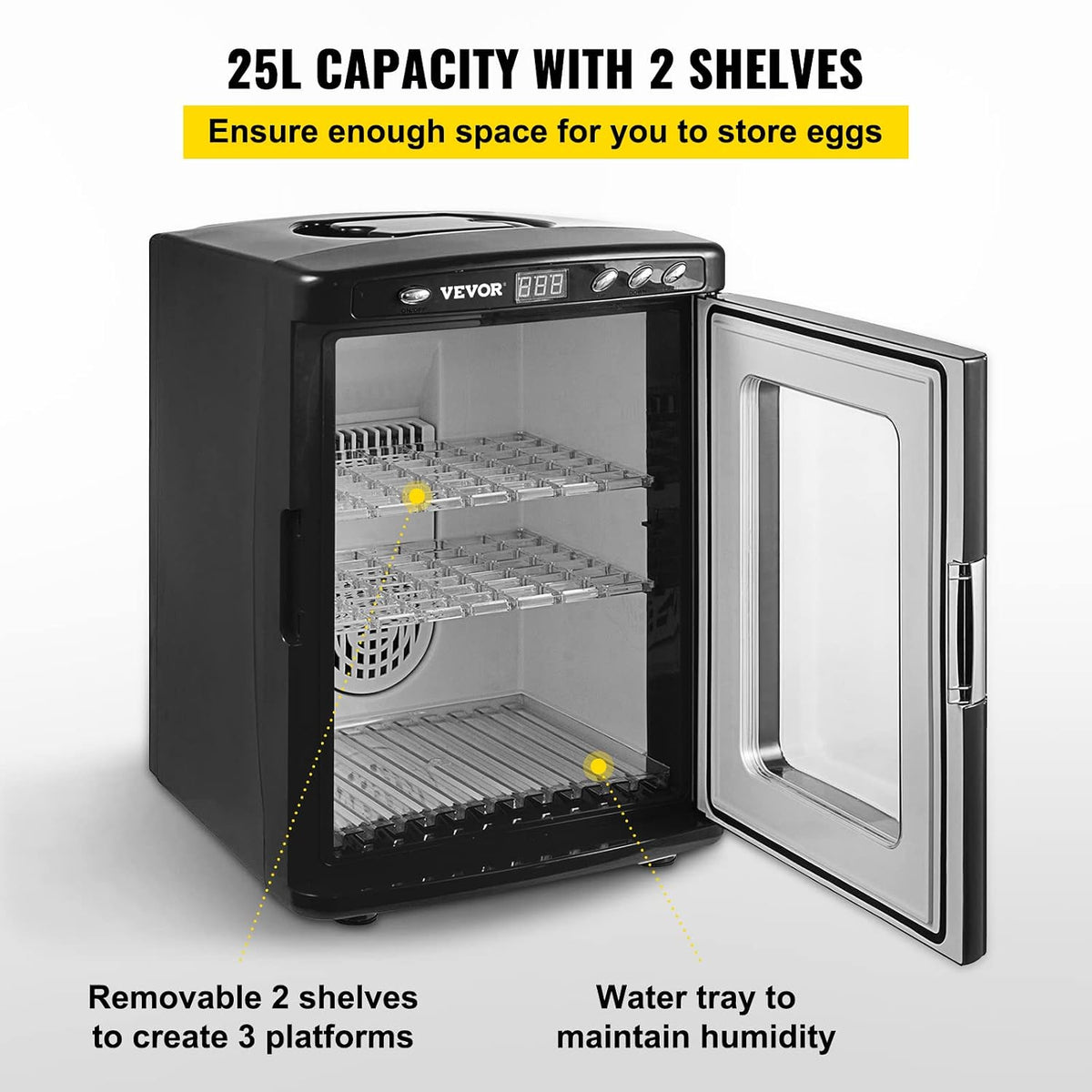Happybuy Black Reptile Incubator 25L Digital Incubator for Small Reptiles with Cooling and Heating 5-42C