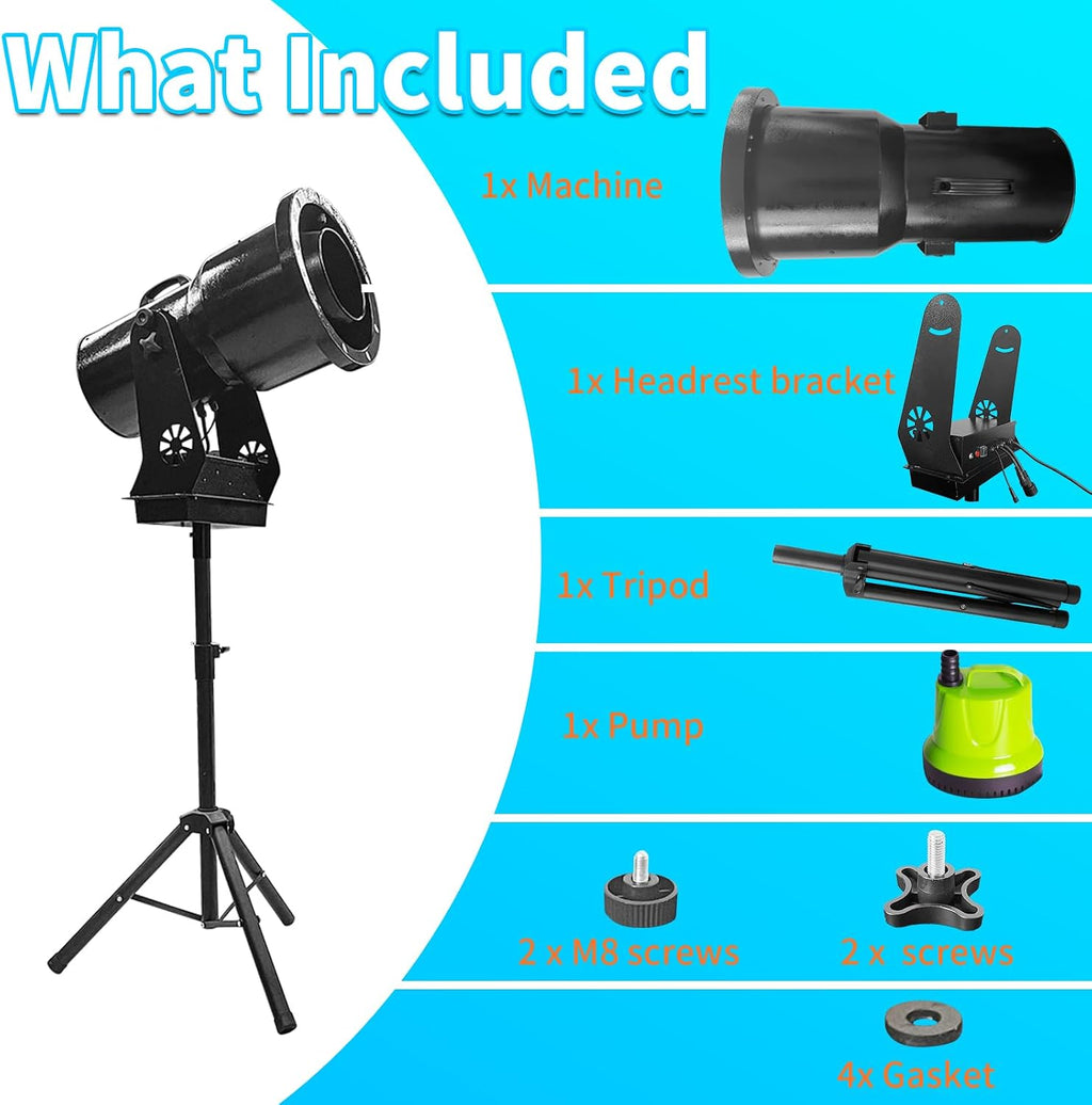 Foam Machine for Party with Fully Automatic Head Swing & Adjustable Height, Party Foam Machine with 9 LED Lights, Foam Cannon for Garden, Pool, Indoor, Birthdays, Celebrations, and Backyard Events