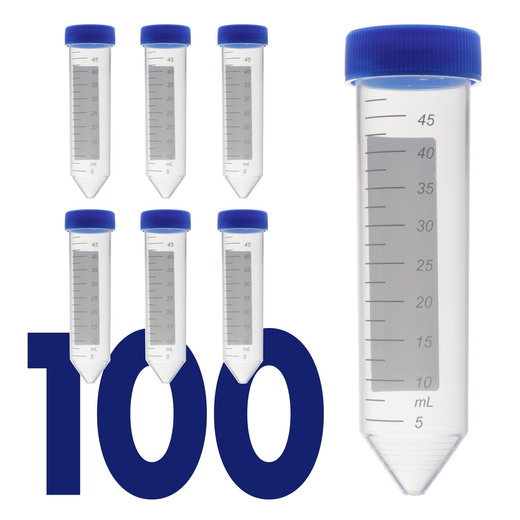 Kashi Scientific 50mL Self Standing Centrifuge Tubes with Screw Cap Lid, Lab Grade Polypropylene Plastic, Skirted, Printed Graduation, Write-on Spot [50mL Self-Standing, 500]