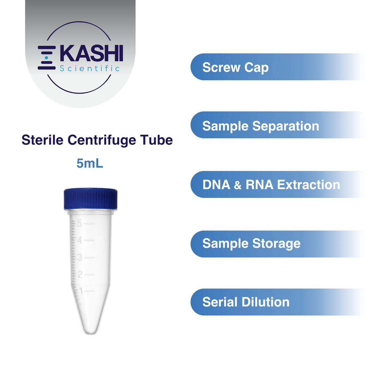 Kashi Scientific 50mL Self Standing Centrifuge Tubes with Screw Cap Lid, Lab Grade Polypropylene Plastic, Skirted, Printed Graduation, Write-on Spot [50mL Self-Standing, 500]