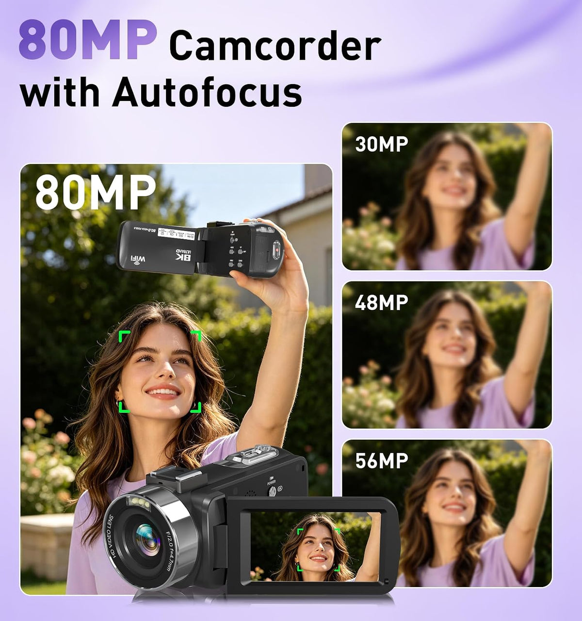 8K Video Camera Camcorder, 80MP AutoFocus WiFi Vlogging Camera for YouTube