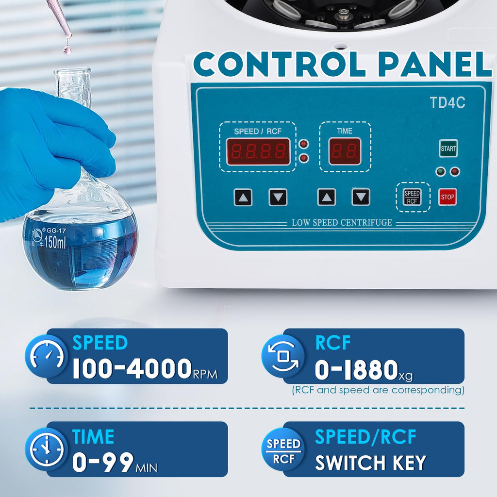 CGOLDENWALL Centrifuge Machine Lab PRP Benchtop Centrifuge 100-4000RPM Low Speed Desktop Centrifuge Machine Timer 1-99min 8x15ml