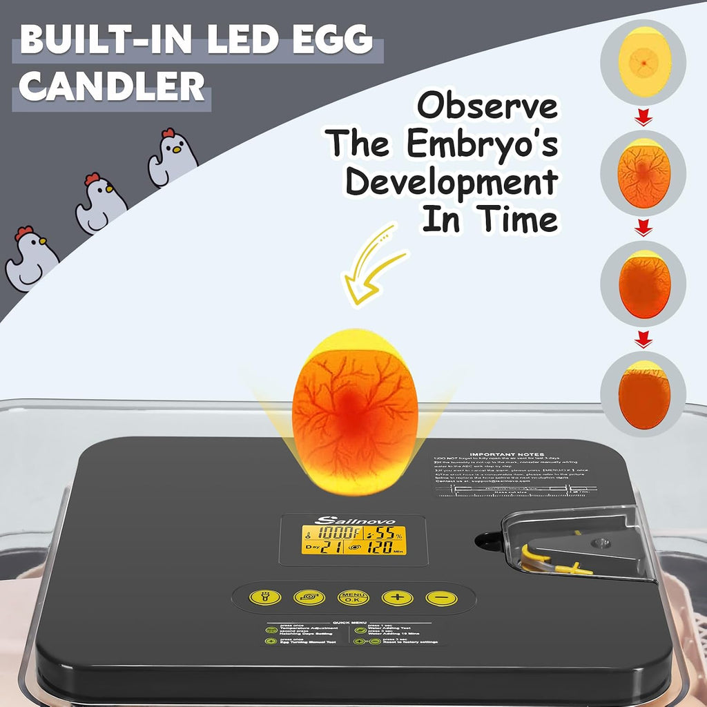 Sailnovo 56 Egg Incubator for Hatching Eggs with Automatic Egg Turning Gray