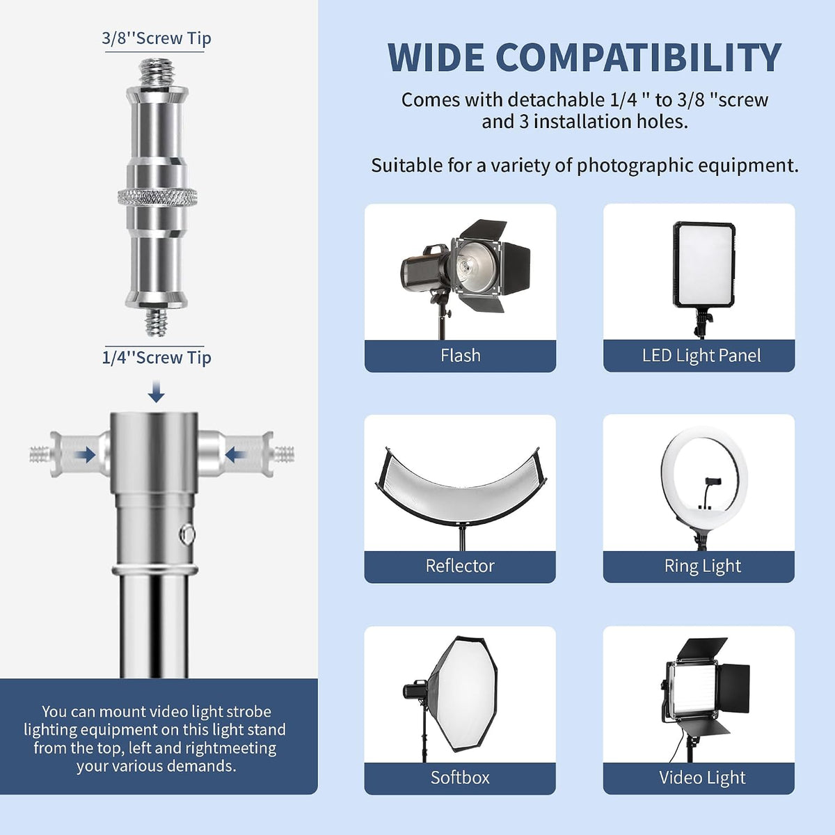 Kate 2Pcs Heavy Duty 10.8ft Light Stand with Casters for Softbox, Monolight